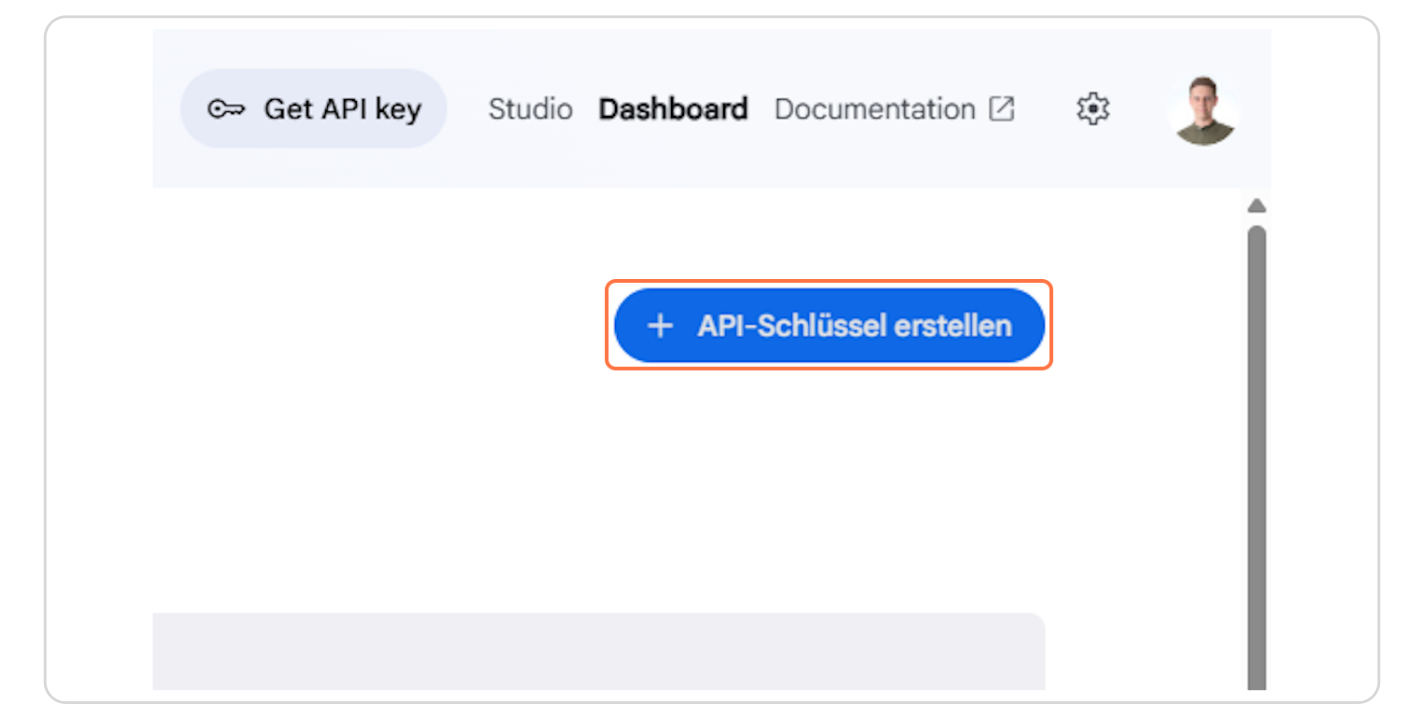 Bild: Auswahl des Projekts für API Key