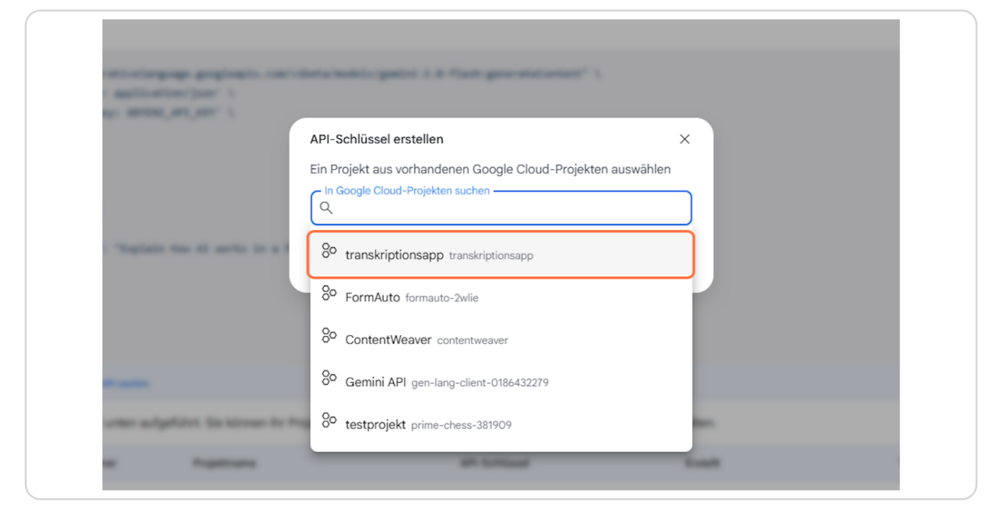 Bild: Aktivierung der Generative Language API