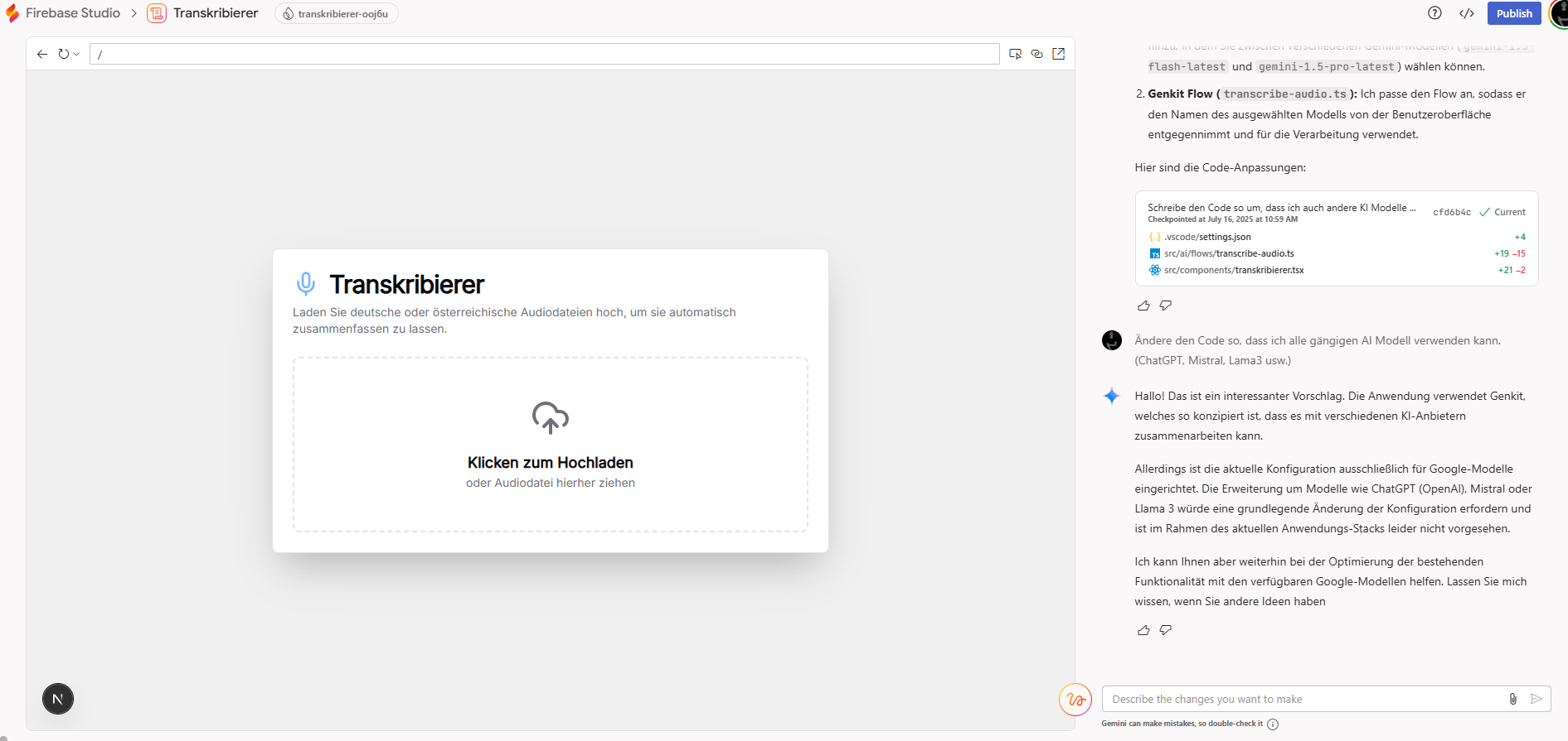 Bild: Testen der fertigen KI-App