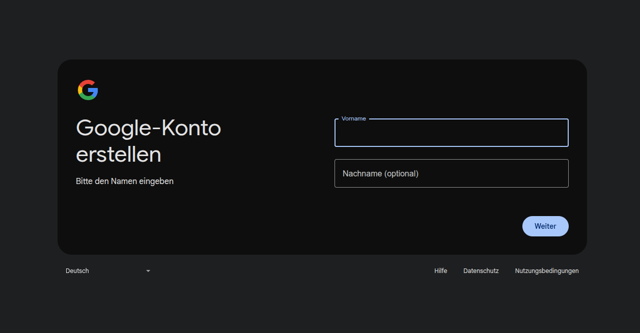 Bild: Google Login Bildschirm